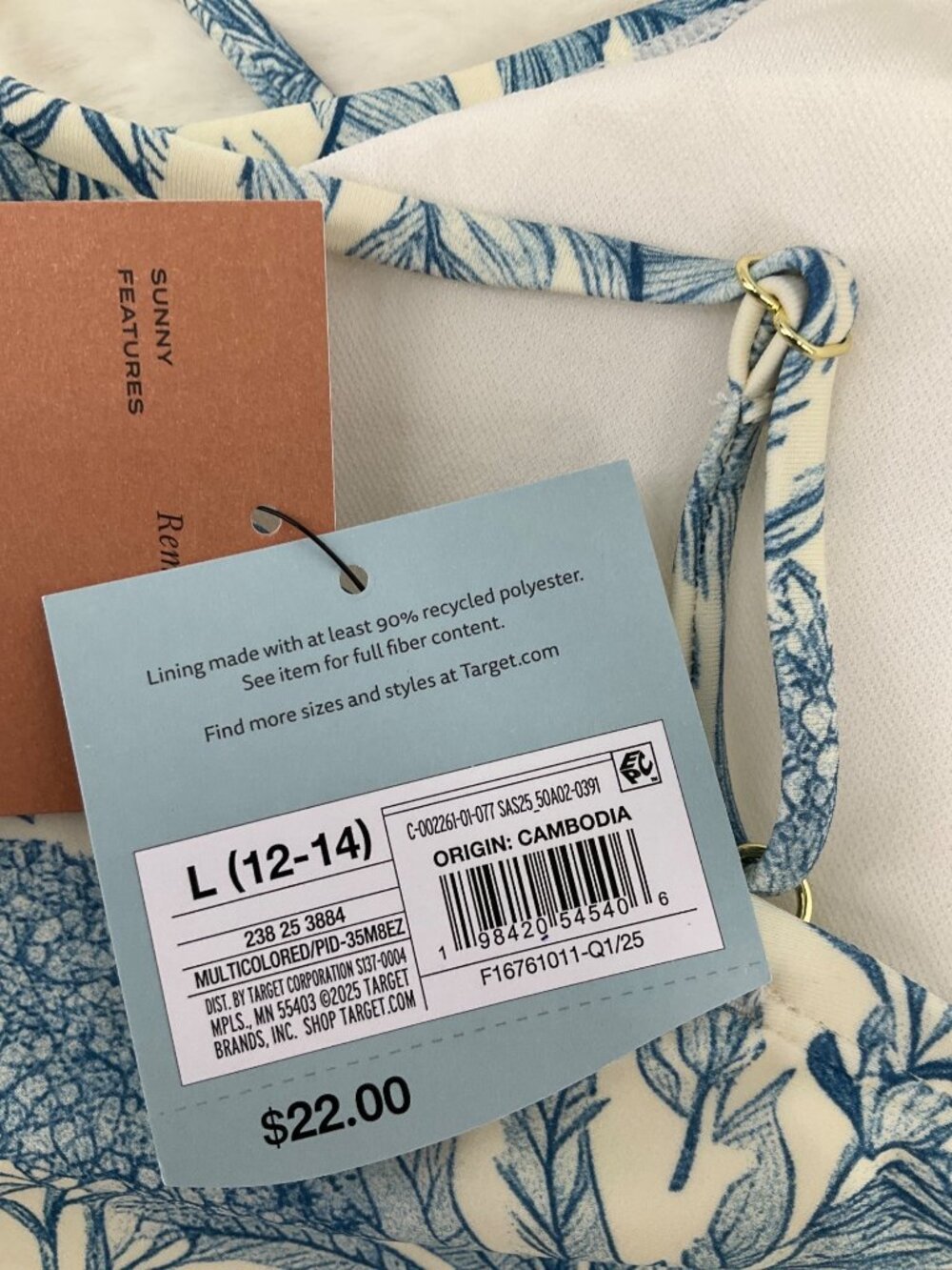 Shade & Shore LARGE Toile Longline Floral Botanical top Adjustable Straps & Remo - Picture 7 of 8